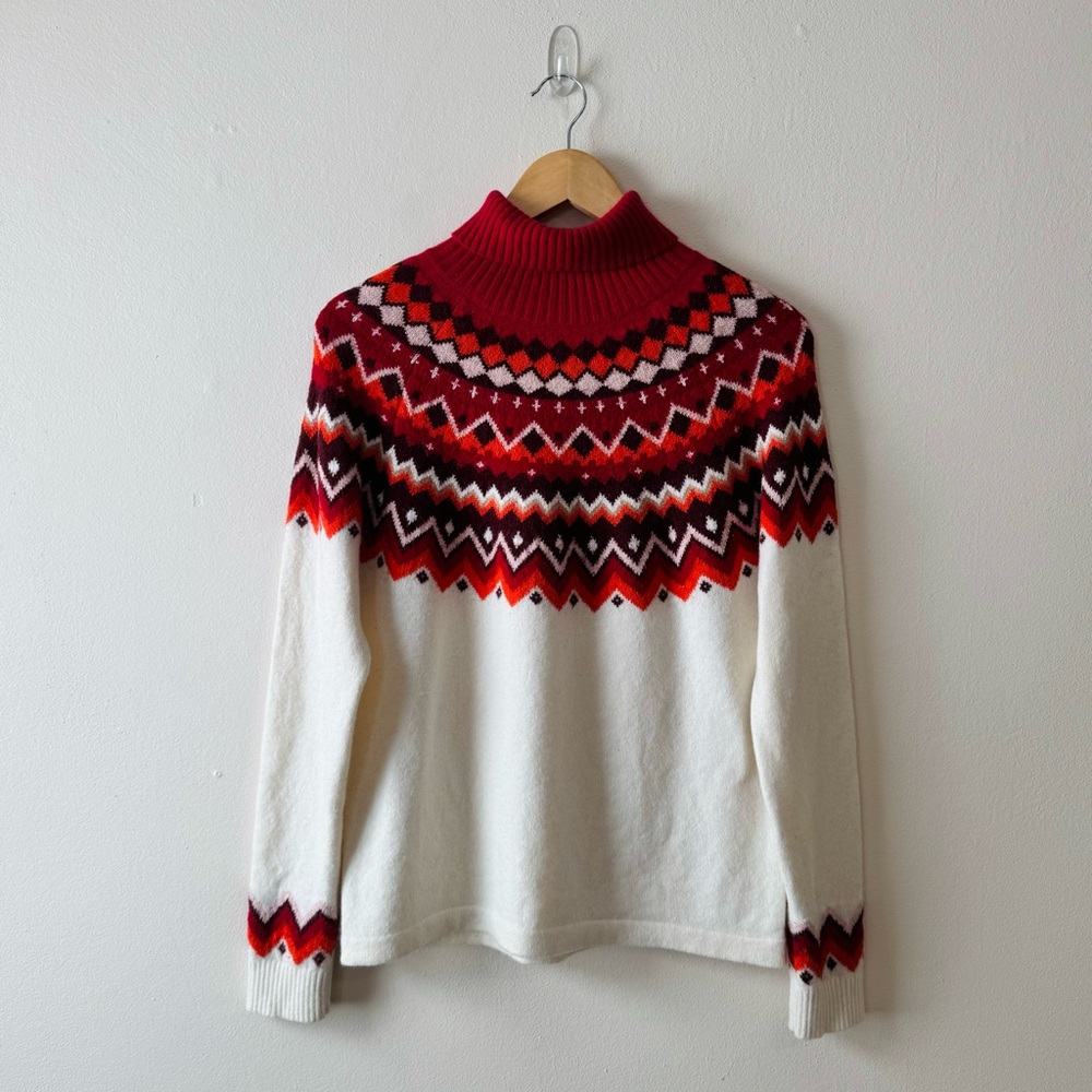 Land’s End Fair Isle Wool Blend Turtleneck Size PM